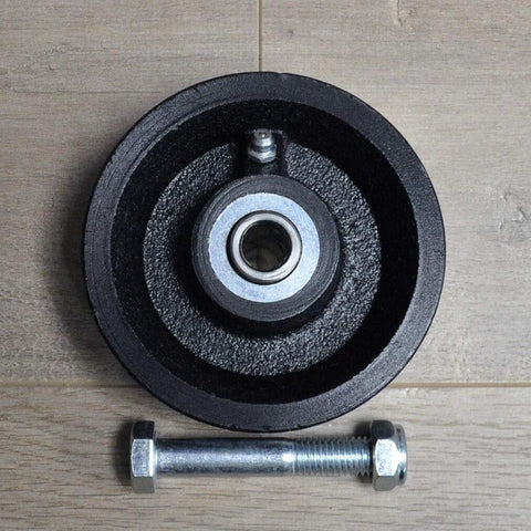 4-inch V-groove gate wheel with axle bolt and nut