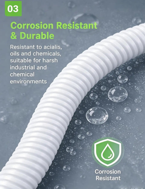 Heavy Duty PA66 Nylon Corrugated Conduit With Flame Resistant Sheathing For Zero Hassle Cable Routing And Bulletproof Wire Protection Across All Applications, showcasing its corrosion-resistant properties.