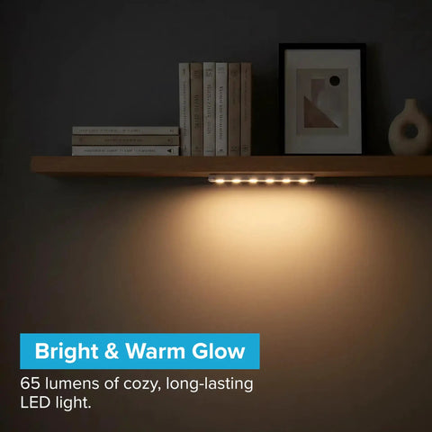 Ultra Thin Wireless Under Cabinet Lights 8.5 Inch Long Battery Powered LED Bar With Stick On Mounting illuminating shelf
