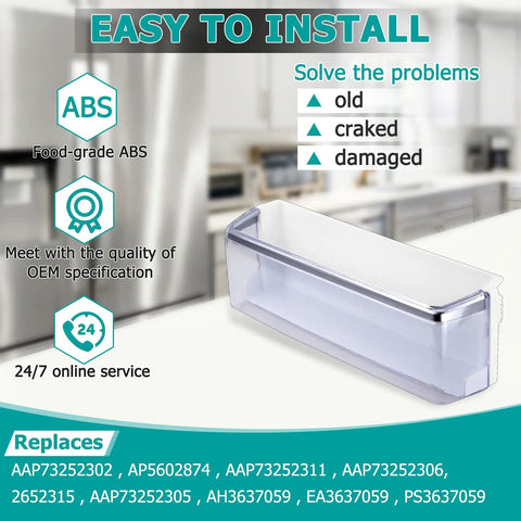 Left Side Refrigerator Door Bin Replacement For Elite Models Fits Door Shelf Assemblies Easy Install No Fuss Upgrade For LG And Kenmore Elite Refrigerators showing ABS material detail