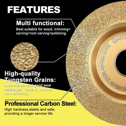 Pro Quality Wood Carving Grinding Disc And Cup Wheel For Angle Grinders Ideal For Stump Shaping And Root Carving with tungsten grains.