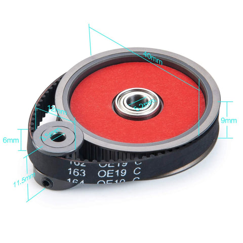 smooth belt drive RC transmission gear system with red center, metal construction, compatible with Axial SCX10 90046, durable and quiet