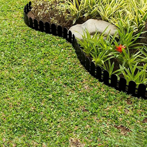 5.5 Inch Tall Garden Edging Border Kit With 20 Feet Of Flexible Plastic Border For Lawns Yards And Flower Beds Tools Free Install With 30 Anchoring Spikes Black