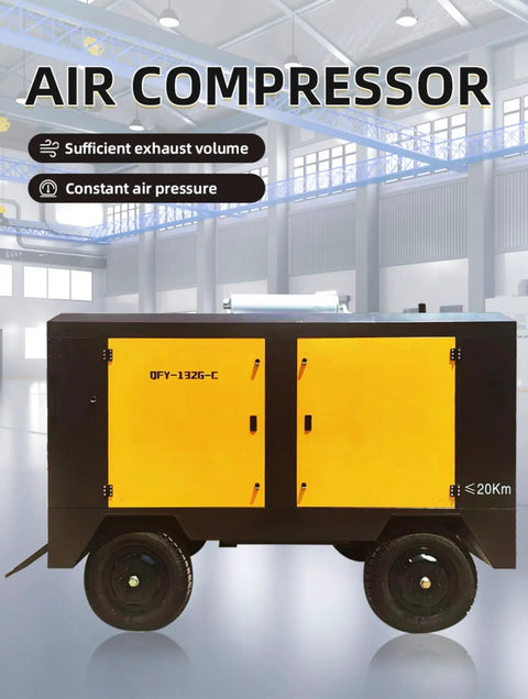 Heavy Duty Industrial Electric Air Compressor With Mobile Screw Design For Construction Mining And Drilling in a workshop setting.