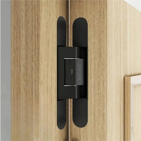 Heavy Duty Hydraulic Door Closer With Invisible Adjustable Hinge For Silent Auto Closing On Wood Or Steel Doors Top Notch Zinc Alloy Framework Rock Solid Three Way Alignment Smooth Swing Motion Contractor Favorite Industrial Hardware mounted on a wood door.