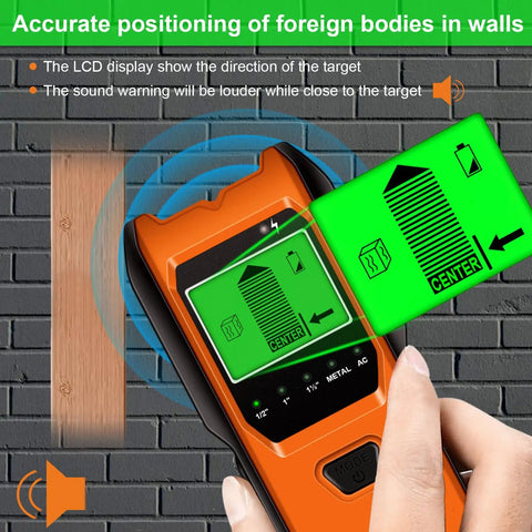 Smart 5 In 1 Stud Finder And Wall Scanner with Battery detecting center of stud on wall with LCD display and icons