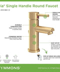 Low-Flow Brushed Bronze Single Hole Bathroom Faucet With Drain Assembly, No-Drip Ceramic Disc Valve, 1-Handle Operation