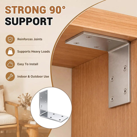 Killer 50 Pack Heavy Duty L Brackets 3X3X1.5 Inch Hot Dip Galvanized Steel Corner Braces reinforcing wood joints