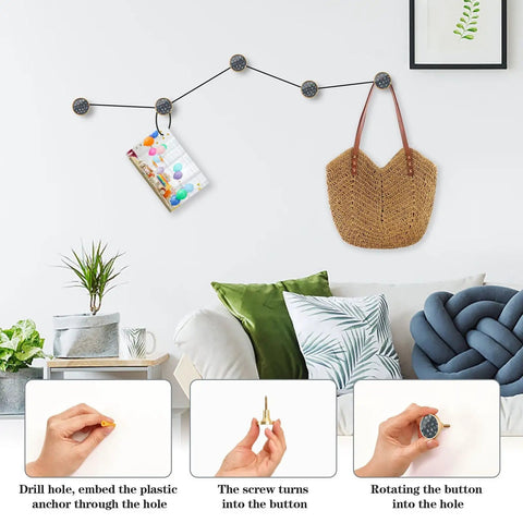Gold Cartoon Doodles Drawer Knobs Four Pack Round Cabinet Knobs Pulls used for hanging items on wall