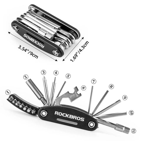 16 In 1 Foldable Bike Tool Kit For Cyclists, Portable Multitool with Allen Wrenches, Tire Levers, and Durable Steel Construction