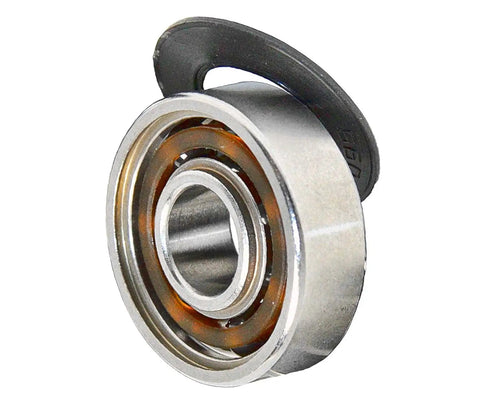Premium S608 Double Sealed Skateboard Ball Bearings Featuring Stainless Steel Races And Abec Five Precision side view with rubber shield.