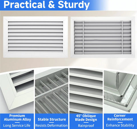 Two Sided Door Vent Cover Aluminum Exterior Vent Shield For Doors And Walls with durable louver grille and sealed airflow.