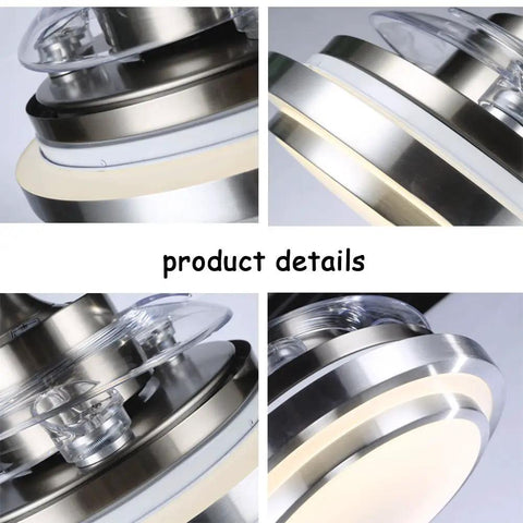 Close-up of Dope 42 Inch Modern Ceiling Light With Remote Control And Retractable Blades, showing brushed metal finish and LED
