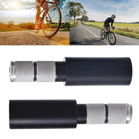 1 Pair Adjustable Bike Handlebar Extension Made From Aluminum Alloy shown with road biking scene for enhanced stability