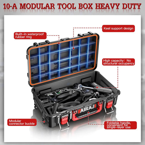 Heavy Duty Rolling Tool Box With Wheels, Stackable Organizing Rack, Ultra Resin Shell Built Like A Tank For Any Mean Crew Stash Always with tools inside.