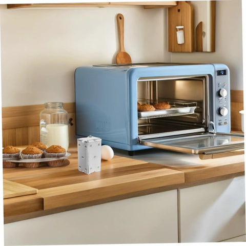 PRETYZOOM Industrial Oven Door Metal Hinge Heavy Duty Stainless Steel U-Type Hinge Replacement For Baking Drying Equipment Kitchen Appliance Hardware Accessory on wooden kitchen counter with oven baking cookies.