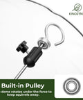 Built-in pulley mechanism of Large Platform Bird Feeder For Outdoor Hanging With Adjustable Dome Squirrel Proof Design
