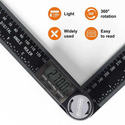 Digital Angle Finder Protractor 7 Inch 200mm Angle Gauge For Carpentry And Home Improvement With Quick Display 360 Degree Measuring Tool High Precision Plus Or Minus 0.3 Percent Easy Read LCD showing 270 degrees on display