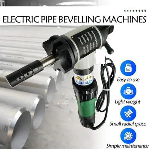 Heavy Duty Industrial Strength Portable Pipe Beveling Machine With Electric Internal Expansion Features For Zero Fuss Auto Centering And Quick Weld Ready Edge Chamfering on pipes.