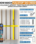 Infographic showing calculation steps for using Heavy Duty Spray Foam Insulation Kit For Walls And Attic Featuring Sick Fire Rated Heat Blocking.