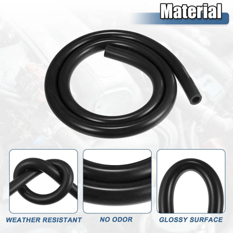 Silicone Vacuum Hose 1m 9mm ID For Turbo Boost, Air Intake, And Auto Vacuum Lines, Durable High Temp Black Tubing For Engine Use