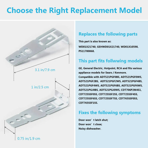 Two Pack Dishwasher Countertop Mounting Brackets Replacement WD01X21740 For GE And Hotpoint Dishwashers, metal bracket shown