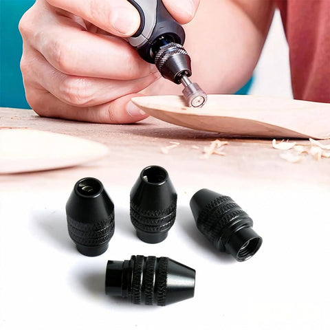 Tough As Nails 10 Pack Keyless Rotary Tool Chuck, black carbon steel chucks for quick swap on Dremel tools.