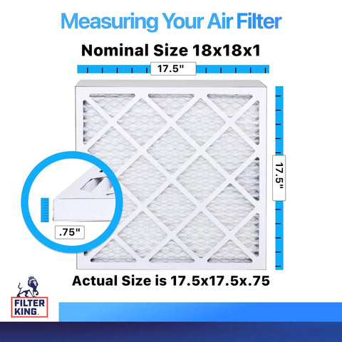 MERV 8 Pleated 18x18x1 Air Filter Six Pack For Dust And Allergy Control Made In USA Electrostatic HVAC Furnace And AC Filter Actual Size 17.5 x 17.5 x 0.75 Fits 18x18 Ducts