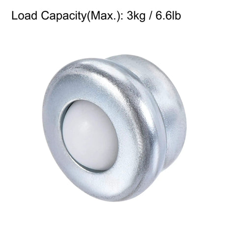 No Sweat Drop In Nylon Ball Transfer Bearings 8mm 360 Swivel Rollers Easy Install For Furniture Transmission Pack Of Six, showing a close-up of a silver roller with a nylon ball.