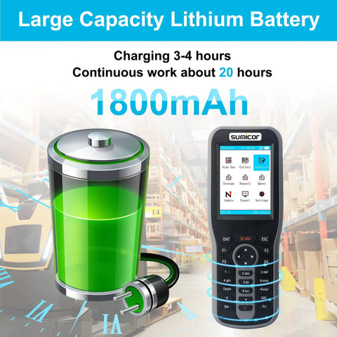 Laser Wireless Barcode Scanner 2.4G For Inventory And Stock Tracking, rechargeable data collector with 1800mAh battery
