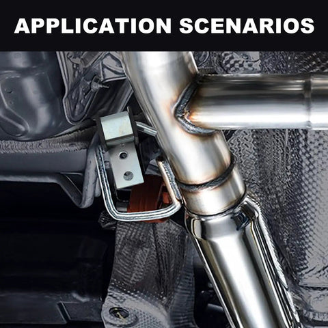 Installation of Four Pack Universal Exhaust Hanger Kit With Three Eighths Inch Rods And Ten Inch Long Heavy Duty Weld On Hangers Zinc Coated Mild Steel Fits Most OEM And Aftermarket Exhaust Systems Adjustable Length By Trimming