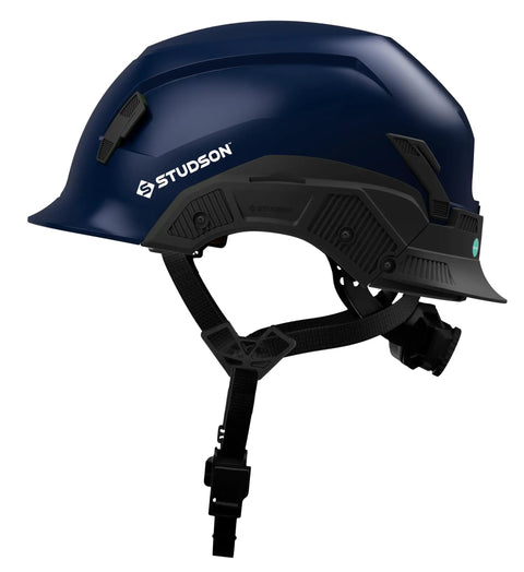 Side view of Non Vented Safety Helmet SHK One Type Two Class E Blue Large XL 58 To 63 Cm with Koroyd material and RFID chip.