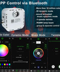 Twinkle Fiber Optic Light Source 32W RGBW Engine With Bluetooth RF Remote And Music Sensor, Star Ceiling Light Effect app display