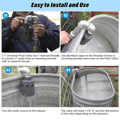 Heavy Duty 1 Inch Float Valve For Livestock Stock Tanks installation process, nylon resin valve connecting to water source.