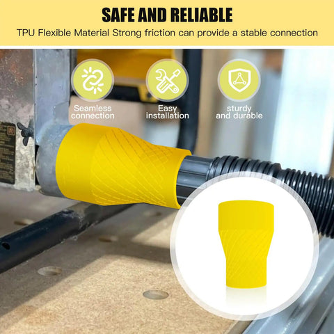 Universal Dust Collection Adapter For Miter Saws And Table Saws Flexible TPU Hose Quick Connect Converts 2.5 Inch Saw Ports To 1.875 Inch Shop Vac Hoses No Fuss Dust Control