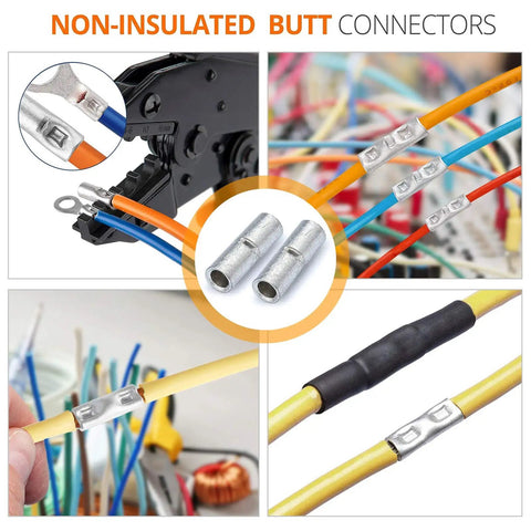 8 Pack 2 Gauge Non Insulated Butt Connectors And 8 3 To 1 Dual Wall Heat Shrink Tubing Kit shown in various applications
