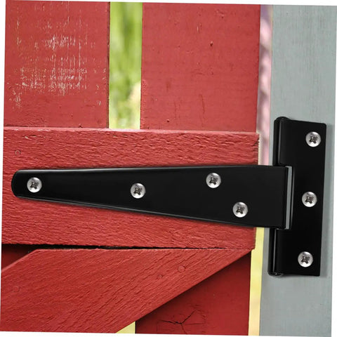 Five Inch Black Painted Galvanized T Type Weld On Door Hinges For Exterior Gates And Shed Doors on red wood gate