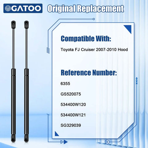 Premium Kickass Front Hood Lift Support Struts Gas Shock Springs For 2007 Through 2010 Toyota Fj Cruiser, original replacement pair.
