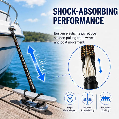 2 Pack Bungee Dock Lines For Mitzi Skiffs 17 Tournament SC Elastic Shock Absorbing Mooring Rope Snubbers by a boat docked