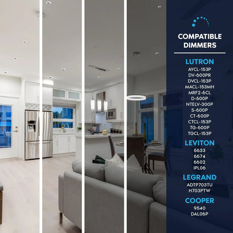 Image of Top Shelf 12 Pack 4 Inch Square Led Recessed Lights With J Box Adjustable 5Cct 2700K To 5000K in modern kitchen setting.