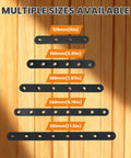 Beefy 10 Inch Stainless Steel Flat Bar Brackets Set sizes displayed on wooden background with measurements.
