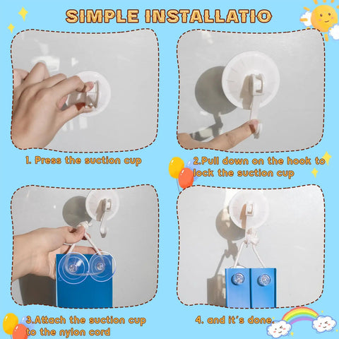 Step-by-step guide showing suction cup installation for Race Car Track Starter Set With Flexible 15 Foot Ramp.