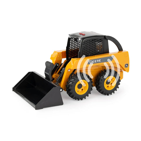 Big Farm Skid Steer Set 1 16 Scale Lights And Sounds Construction Toy With Interchangeable Bucket And Forks Includes Barrels Cones