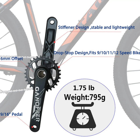 175Mm MTB Crankset With 30T Narrow Wide 104 BCD Chainring 50Mm Chainline 68 Or 73Mm Bottom Bracket Fits 9 10 11 12 Speed 1X System
