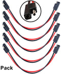 5 pack of 2 Pin Quick Disconnect SAE Wire Harness Connector with 12 inch 12 gauge cable, red and black leads for 12V systems