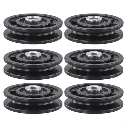 Beefy 6 Pack Nylon Bearing Pulleys For Gym Equipment And Cable Machines, Smooth Silent Replacement Rollers For Home Fitness And Garage Door, Black 70mm Diameter six black nylon bearing pulleys