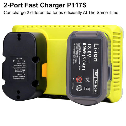 Two-Port Dual Chemistry IntelliPort Battery Charger For 12V To 18V Max Lithium Ion NiCad NiMH Packs with P117S battery