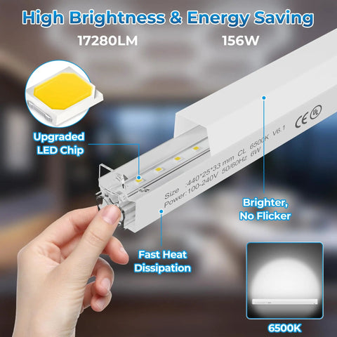 Hexagon LED Garage Lights 6500K Ultra Bright 156W 17280LM Beast Mode Daylight Honeycomb Panels For Garage Workshop