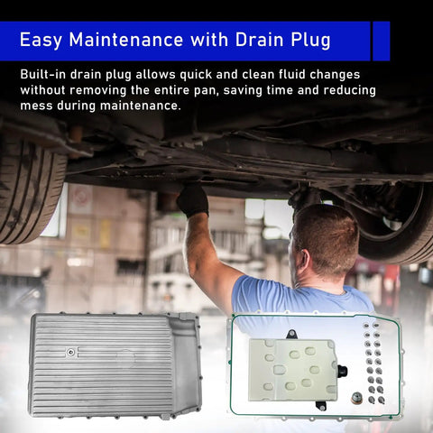 Mechanic installs Beefed Up Aluminum 10R80 Transmission Pan Kit with Filter and Magnetic Drain Plug, Bolts Included, Direct Fit Upgrade