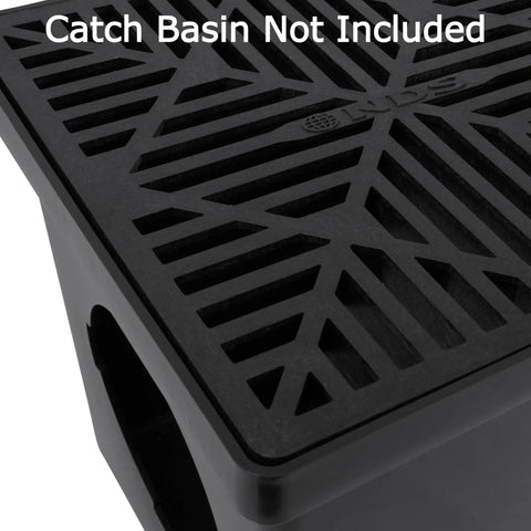 Close-up of Square Catch Basin Drain Grate with Diamond Design for 12 Inch Catch Basin, plastic black